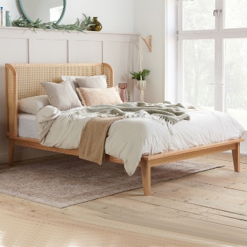 Birlea Astrid Oak Rattan Bed Frame | Unwind in Tranquility