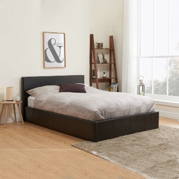 Berlin Brown Leather Ottoman Storage Bed Frame