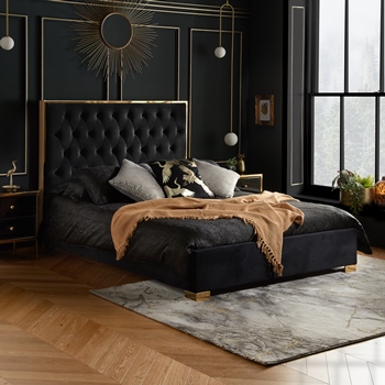 Chelsea black double fabric bed