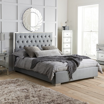 Chelsea grey king size fabric bed