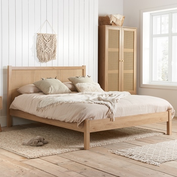Croxley oak rattan bed frame. 