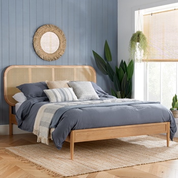 Elina oak rattan bed frame. 