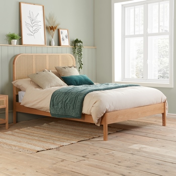Margot oak rattan bed frame. 