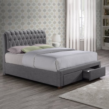Birlea Valentino Grey Fabric 2 Drawer Bed