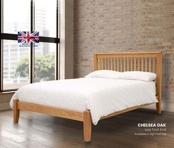 Chelsea in a low foot end solid oak bed frame.