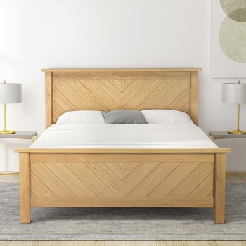 Kenji oak king size bed frame.