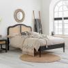 Leonie black oak rattan bed frame.  - view 1