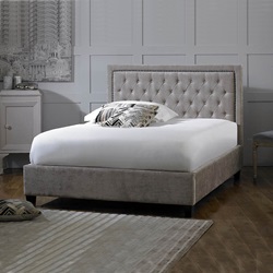 Rhea mink fabric bed frame by Limelight.