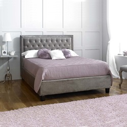 Rhea silver double-fabric bed frame by Limelight.